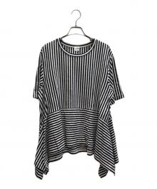 C+（シー）の古着「ボーダーデザイントップス」｜ホワイト×ブラック