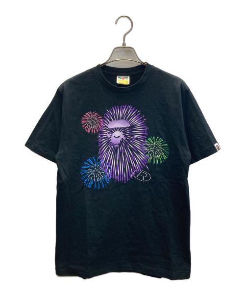 A BATHING APE（ア ベイシング エイプ）A BATHING APE (ア ベイシング エイプ) APE HEAD FIREWORK TEE ブラック サイズ:Mの古着・服飾アイテム