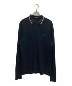 FRED PERRYフレッドペリー）の古着「Twin Tipped L/S Polo Shirt」｜ブラック