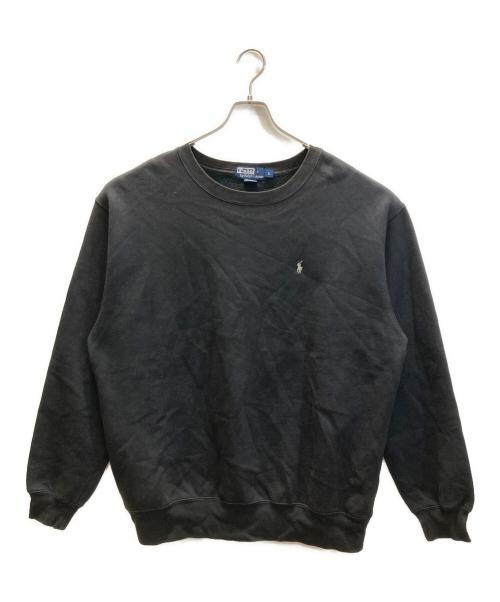 POLO RALPH LAUREN（ポロ・ラルフローレン）POLO RALPH LAUREN (ポロ・ラルフローレン) ロゴ刺繍クルーネックニット ブラック サイズ:Ｌの古着・服飾アイテム
