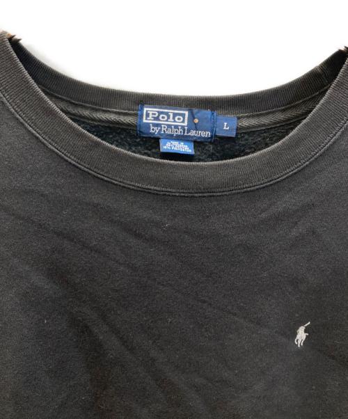 POLO RALPH LAUREN（ポロ・ラルフローレン）POLO RALPH LAUREN (ポロ・ラルフローレン) ロゴ刺繍クルーネックニット ブラック サイズ:Ｌの古着・服飾アイテム