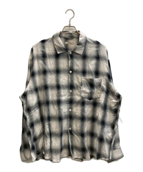 JOURNAL STANDARD relume（ジャーナルスタンダード レリューム）JOURNAL STANDARD relume (ジャーナルスタンダード レリューム) レーヨン フリンジ チェックシャツ ホワイト×ブラック サイズ:SIZE Lの古着・服飾アイテム