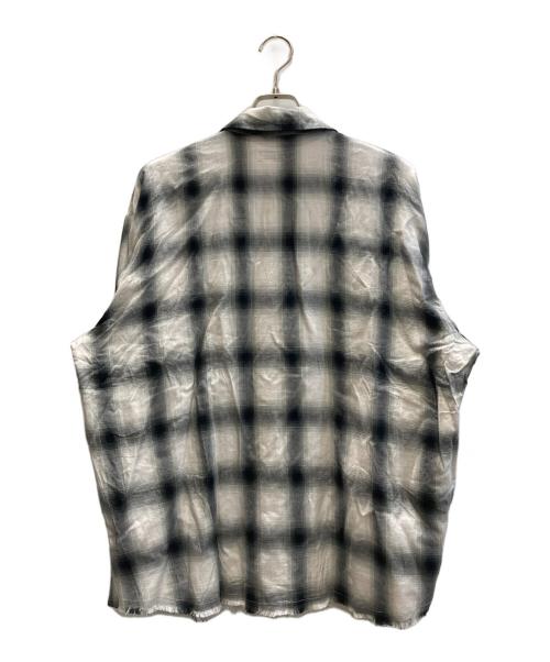 JOURNAL STANDARD relume（ジャーナルスタンダード レリューム）JOURNAL STANDARD relume (ジャーナルスタンダード レリューム) レーヨン フリンジ チェックシャツ ホワイト×ブラック サイズ:SIZE Lの古着・服飾アイテム