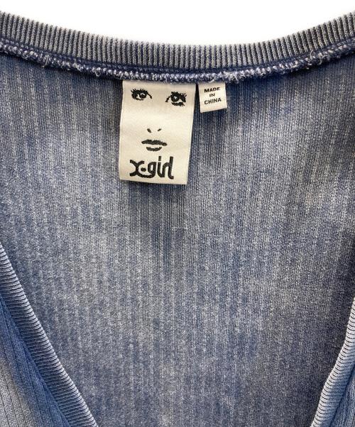X-GIRL（エックスガール）X-GIRL (エックスガール) WIDE RIB CARDIGAN（ワイドリブカーディガン） ブルー サイズ:Sの古着・服飾アイテム