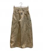 moussyマウジー）の古着「CURVED LINE CHEMICAL BAGGY」｜ベージュ