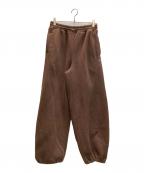 HTHエイチティーエイチ）の古着「Curve switching sweat pants」｜ブラウン