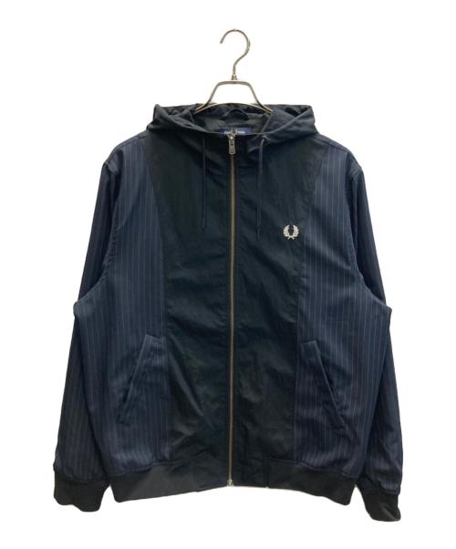 FRED PERRY（フレッドペリー）FRED PERRY (フレッドペリー) Pinstripe Panel Woven Track Jacket ネイビー×ブラック サイズ:SIZE Mの古着・服飾アイテム