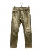 DIESEL Black Goldディーゼル ブラック ゴールド）の古着「クラッシュデニムパンツ」｜ベージュ
