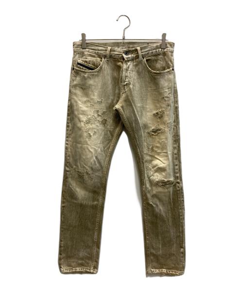 DIESEL Black Gold（ディーゼル ブラック ゴールド）DIESEL Black Gold (ディーゼル ブラック ゴールド) クラッシュデニムパンツ ベージュ サイズ:SIZE 71cm (W28)の古着・服飾アイテム