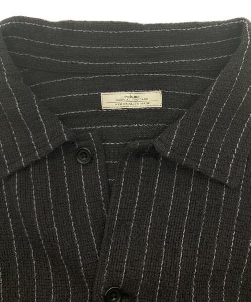 JOURNAL STANDARD relume（ジャーナルスタンダード レリューム）JOURNAL STANDARD relume (ジャーナルスタンダード レリューム) C/Lバスケット ピンストライプシャツ ブラック サイズ:Mの古着・服飾アイテム