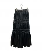 MAISON SPECIALメゾンスペシャル）の古着「ヴィーガンレザーボリュームスカート」｜ブラック