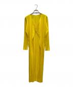 PLEATS PLEASEプリーツプリーズ）の古着「プリーツロングカーディガン」｜イエロー