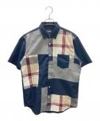 BURBERRY BLACK LABELバーバリーブラックレーベル）の古着「シアサッカーチェックシャツ」｜ネイビー