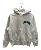 Champion REVERSE WEAVEチャンピオン リバース ウィーブ）の古着「プリントジップパーカー」｜グレー