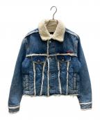 DIESELディーゼル）の古着「デニムボアジャケット」｜インディゴ×ベージュ
