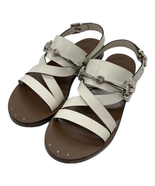 GUCCI（グッチ）GUCCI (グッチ) ホースビットストラップサンダル ホワイト×ブラウン サイズ:SIZE 34 1/2の古着・服飾アイテム
