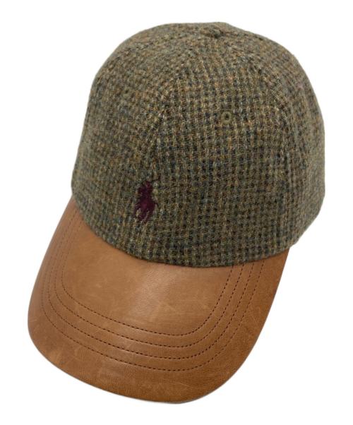 POLO RALPH LAUREN（ポロ・ラルフローレン）POLO RALPH LAUREN (ポロ・ラルフローレン) ツイードレザーキャップ ブラウンの古着・服飾アイテム