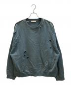 YOKEヨーク）の古着「OVERSIZED PIPING DAMAGE SWEAT / オーバーサイズ パイピング ダメージ スウェット」｜ブルー