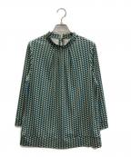 Leilianレリアン）の古着「幾何学柄ブラウス」｜ブルー×イエロー