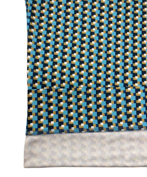 Leilian（レリアン）Leilian (レリアン) 幾何学柄ブラウス ブルー×イエロー サイズ:SIZE 11 未使用品の古着・服飾アイテム