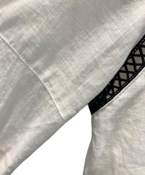 Leilian（レリアン）Leilian (レリアン) 刺繍×レースボリュームスリーブブラウス ホワイト×ブラック サイズ:SIZE 7の古着・服飾アイテム