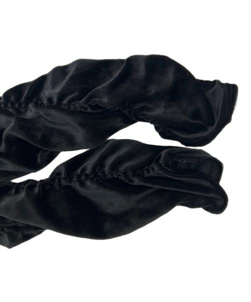 H BEAUTY&YOUTH（エイチ ビューティー&ユース）H BEAUTY&YOUTH (エイチ ビューティー&ユース) ベロア シャーリングスリーブカットソー ブラック サイズ:Freeの古着・服飾アイテム