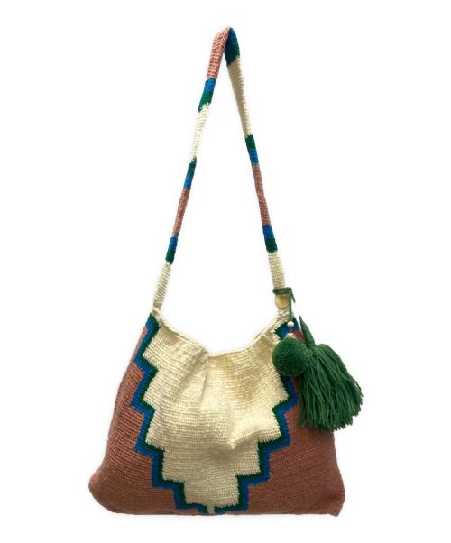 AMONG EQUALS（アマングイコールズ）AMONG EQUALS (アマングイコールズ) ショルダーバッグ ベージュ×ピンクの古着・服飾アイテム