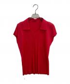 PLEATS PLEASEプリーツプリーズ）の古着「スキッパープリーツブラウス」｜レッド