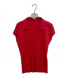 PLEATS PLEASE（プリーツプリーズ）の古着「スキッパープリーツブラウス」｜レッド