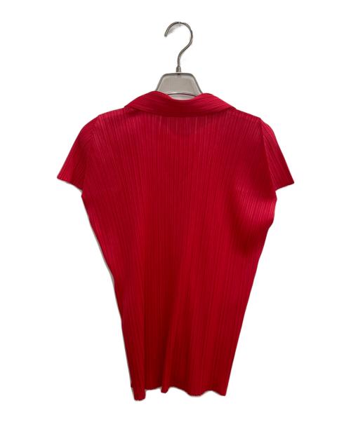 PLEATS PLEASE（プリーツプリーズ）PLEATS PLEASE (プリーツプリーズ) スキッパープリーツブラウス レッド サイズ:3の古着・服飾アイテム