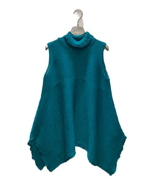 me ISSEY MIYAKE（ミーイッセイ ミヤケ）me ISSEY MIYAKE (ミーイッセイ ミヤケ) 製品染め加工 プリーツ ノースリーブ チュニック ブルー サイズ:Freeの古着・服飾アイテム