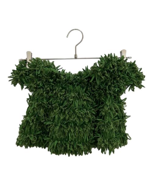 PLEATS PLEASE（プリーツプリーズ）PLEATS PLEASE (プリーツプリーズ) ベアトップ＆プリーツノースリーブブラウス グリーン サイズ:3の古着・服飾アイテム