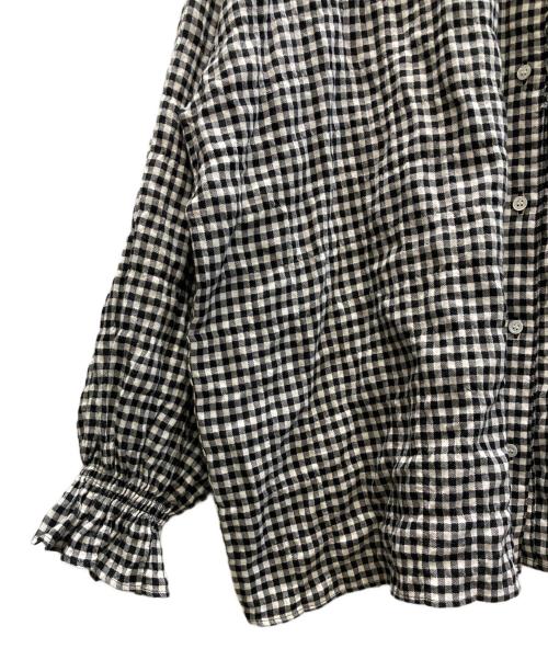journal standard luxe（ジャーナルスタンダード ラックス）journal standard luxe (ジャーナルスタンダード リュクス) シャーリングチェック フリルパフブラウス ホワイト×ブラック サイズ:SIZE Free 未使用品の古着・服飾アイテム
