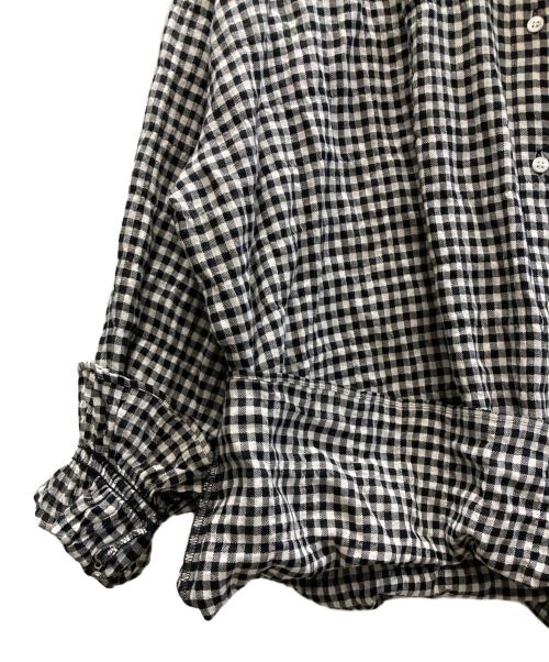 journal standard luxe（ジャーナルスタンダード ラックス）journal standard luxe (ジャーナルスタンダード リュクス) シャーリングチェック フリルパフブラウス ホワイト×ブラック サイズ:SIZE Free 未使用品の古着・服飾アイテム