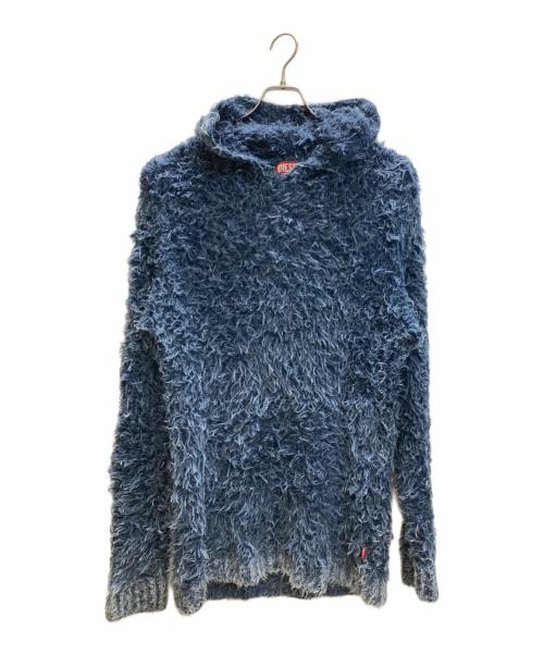 DIESEL（ディーゼル）DIESEL (ディーゼル) K-DAVE Textured-knit hoodie/ケーデイブ テクスチャード ニット フーディ ネイビー サイズ:Lの古着・服飾アイテム