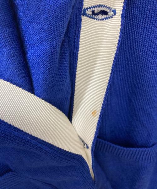 maison kitsune（メゾンキツネ）maison kitsune (メゾンキツネ) ロゴ刺繍カーディガン ブルー サイズ:Mの古着・服飾アイテム