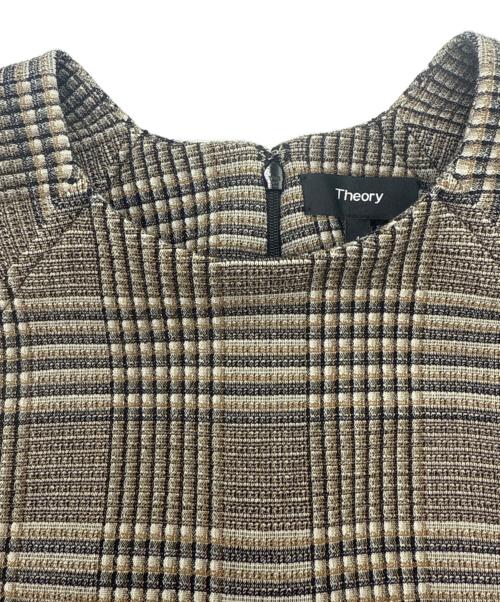theory（セオリー）theory (セオリー) ブリティッシュチェック パワーショルダー ワンピース ブラウン サイズ:SIZE 4 未使用品の古着・服飾アイテム