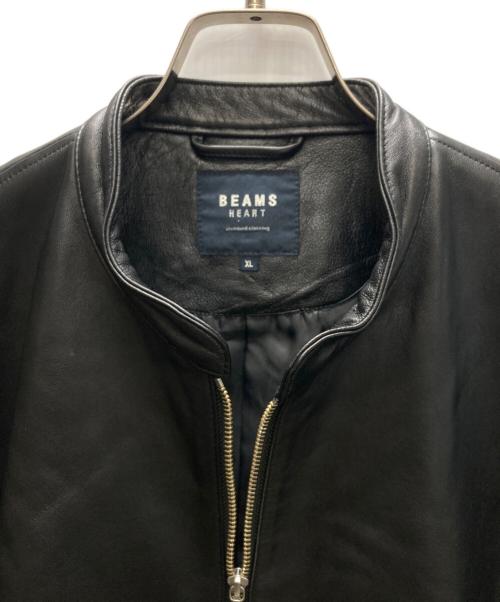 BEAMS HEART（ビームスハート）BEAMS HEART (ビームスハート) ラムレザー シングルライダースジャケット ブラック サイズ:SIZE XLの古着・服飾アイテム