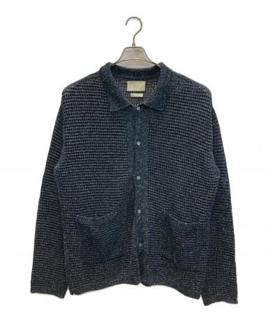 中古・古着通販】YOKE (ヨーク) MESH KNITTED SHIRT CARDIGAN ブラック