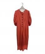 CADUNEカデュネ）の古着「パフ袖サロペット オールインワン」｜オレンジ