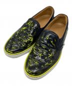 JIMMY CHOOジミーチュウ）の古着「スタッズスリッポン」｜ブラック×イエロー