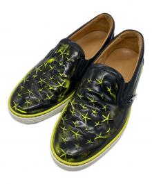 JIMMY CHOO（ジミーチュウ）の古着「スタッズスリッポン」｜ブラック×イエロー