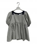 Cen.セン）の古着「ギンガムサッカーブラウス」｜ブラック
