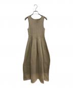 COLLAGEコラージュ）の古着「ストレッチヤーンノースリーブワンピース」｜ベージュ