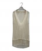 IENAイエナ）の古着「柄編みフリンジベスト」｜ベージュ