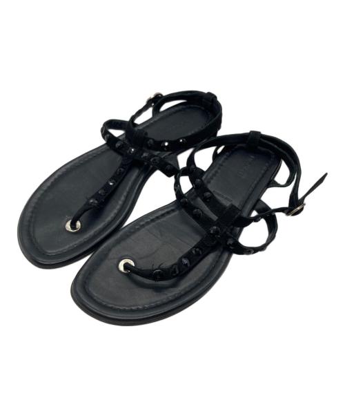 MONCLER（モンクレール）MONCLER (モンクレール) ビジューストラップサンダル ブラック サイズ:37の古着・服飾アイテム