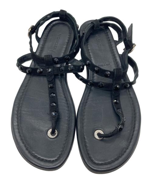 MONCLER（モンクレール）MONCLER (モンクレール) ビジューストラップサンダル ブラック サイズ:37の古着・服飾アイテム