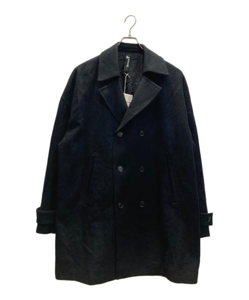 GROUND Y（グラウンドワイ）GROUND Y (グラウンドワイ) VINTAGE FLANNEL DROP SHOULDER P COAT/ヴィンテーランジフネルドロップショルダーピーコート ブラック サイズ:3の古着・服飾アイテム