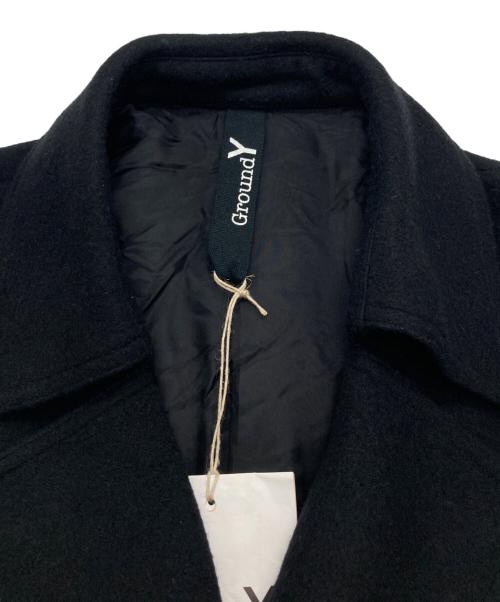 GROUND Y（グラウンドワイ）GROUND Y (グラウンドワイ) VINTAGE FLANNEL DROP SHOULDER P COAT/ヴィンテーランジフネルドロップショルダーピーコート ブラック サイズ:3の古着・服飾アイテム