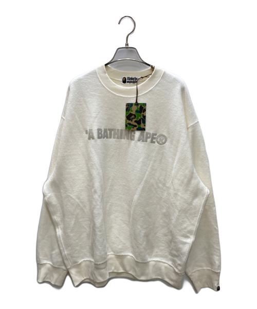 A BATHING APE（ア ベイシング エイプ）A BATHING APE (ア ベイシング エイプ) LOGO RELAXED FIT CREWNECK SWEAT SHIRT ベージュ サイズ:XLの古着・服飾アイテム